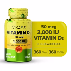 ORZAX Vitamin D3 Softgels, 2000 IU, 360 Count (Pack of 1)